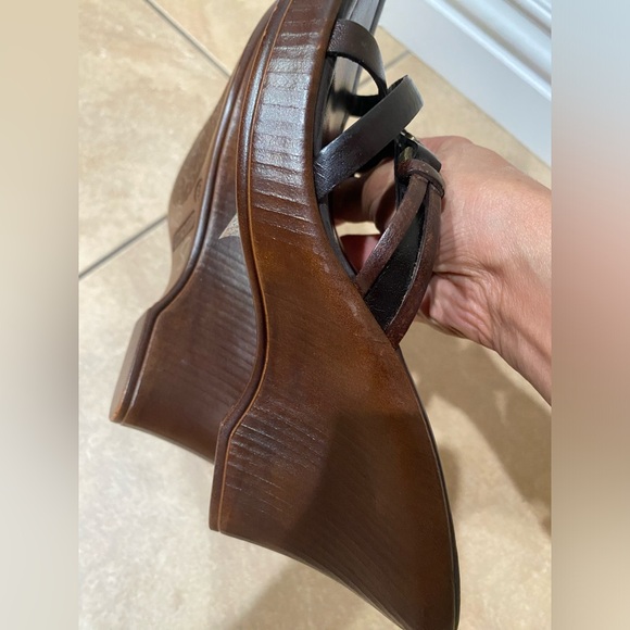 Nine West Cork Wedge Lightweight Strappy Leather Sandals Made In Italy Sz8 - Picture 8 of 13